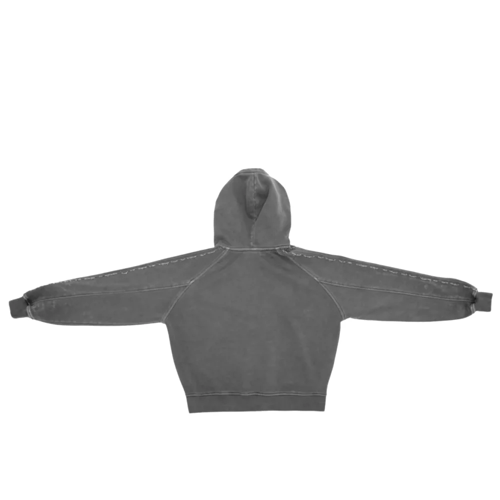 Beaded Track Hoodie in Pigment Washed Grey - 5