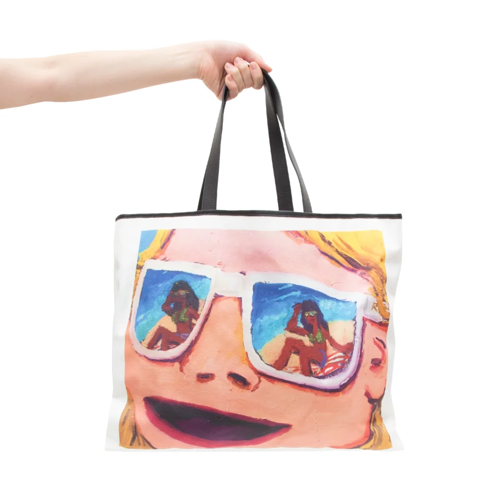 Graphic Print Tote Bag — "Woman in Shades"