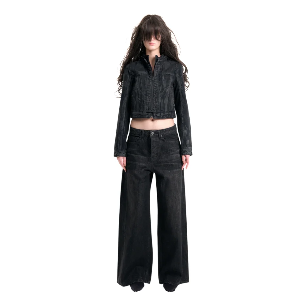 (Emma) Hooded Denim Jacket in Black