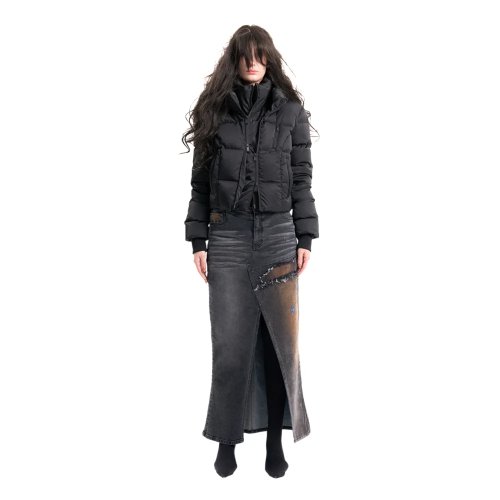 (Emma) Double Front Down Jacket in Black