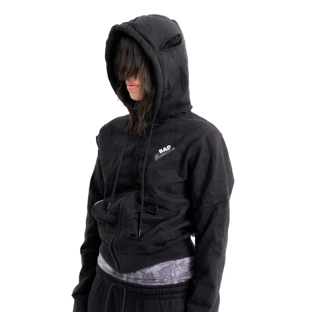 (Emma) Bad Hooded Zip in Black - 4