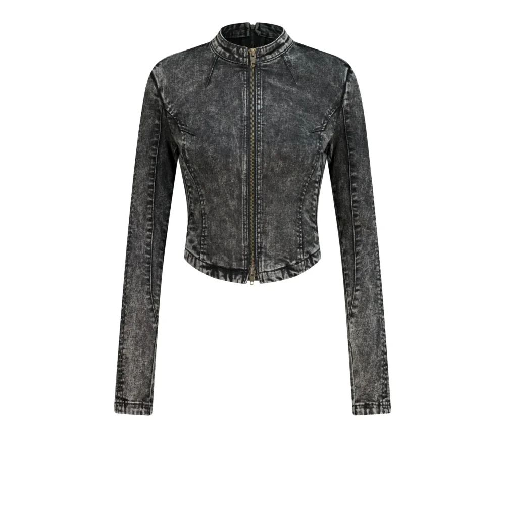 Moto Denim Jacket in Black - 5