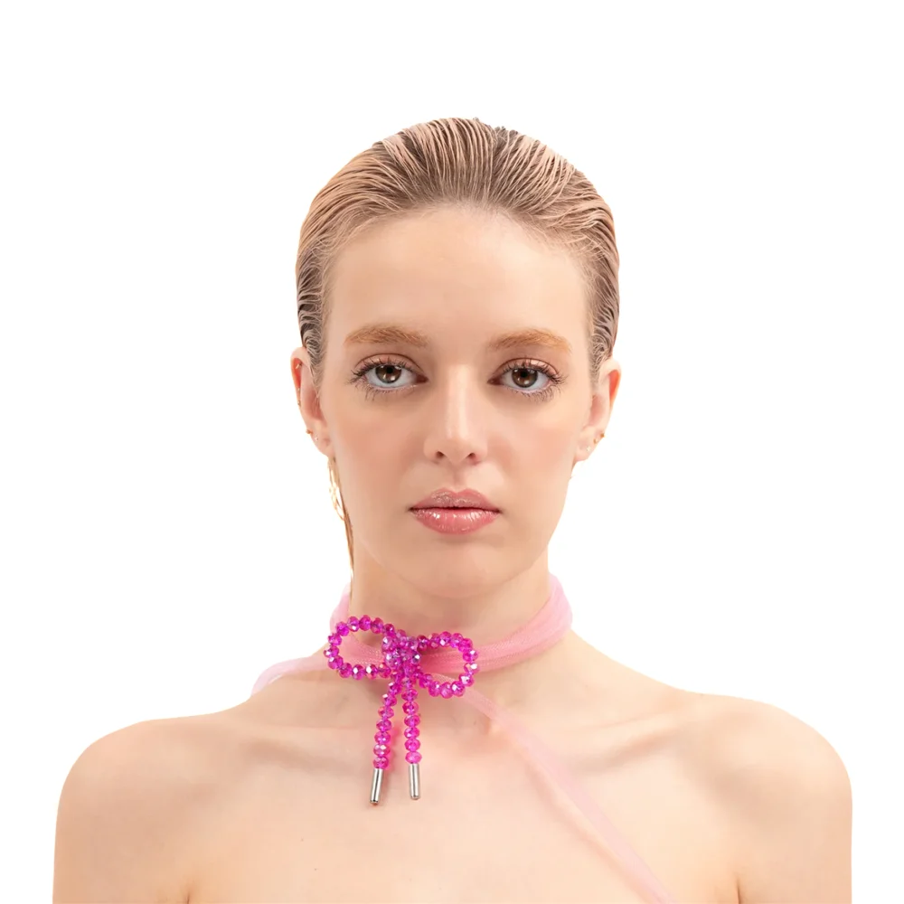 Lady Ribbon Choker in Pink