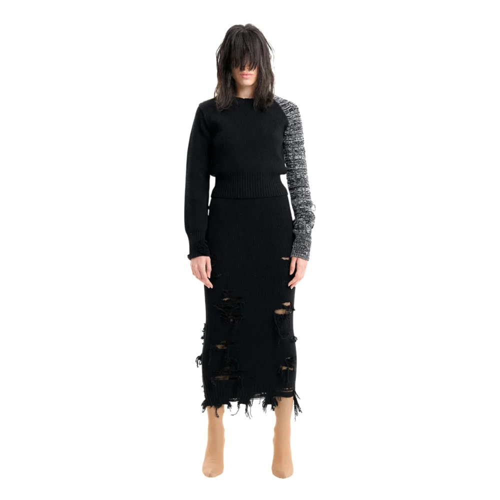 (Emma) Unbalanced Knit Sweater in Black