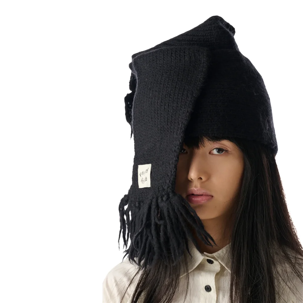 Black Scarf Tall Hat - 2