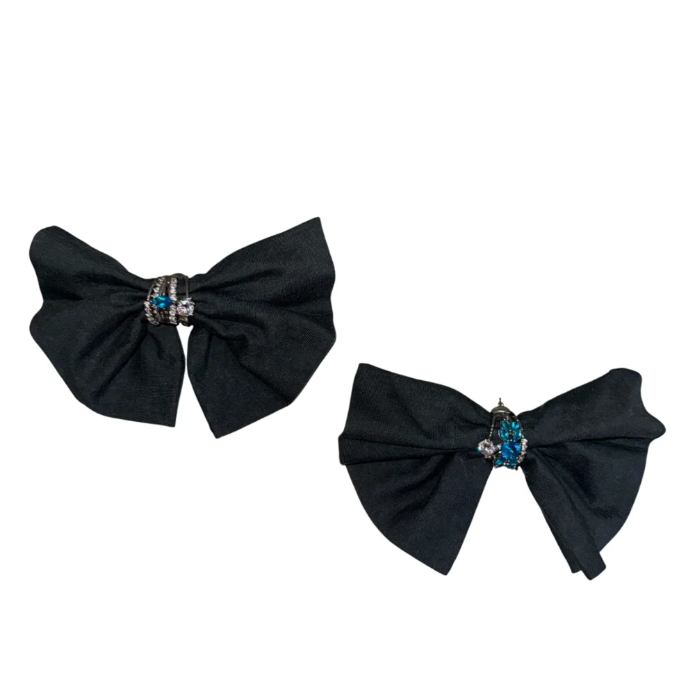 Rings Earrings in Black and Blue