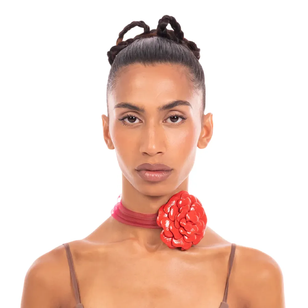 Solitary Bloom Choker Red