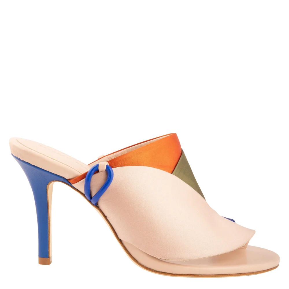 Satin Detail High Heel Sandals — Multi