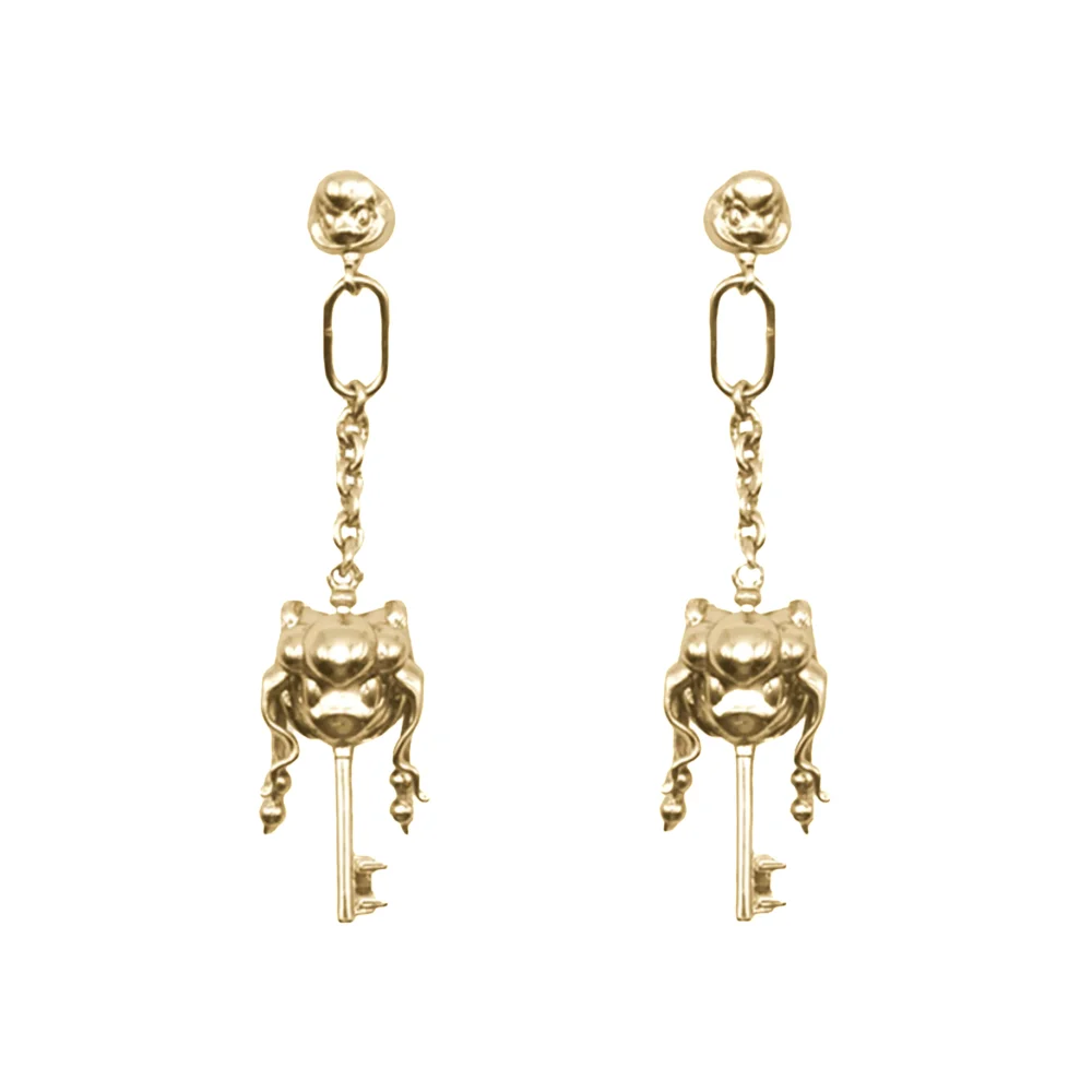 Key Drop Earrings in Gold