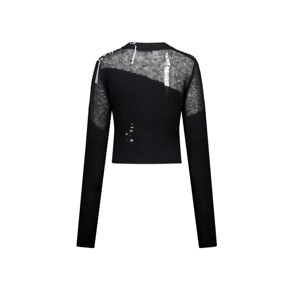 (Emma) Hand Stitch Cardigan in Black - 2