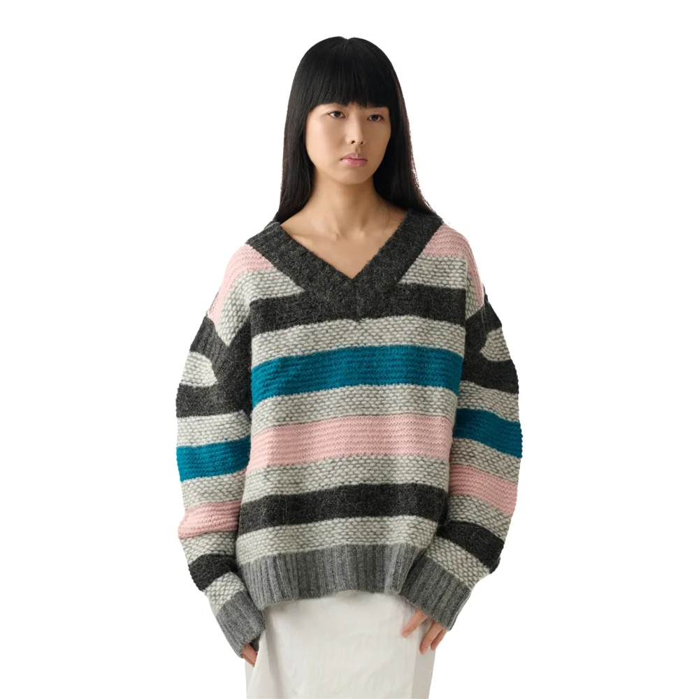 Pink Striped Garter Sweater