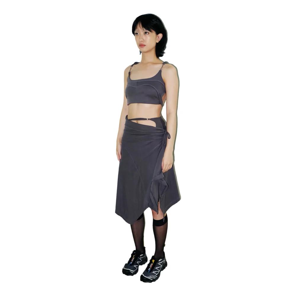System Midi Skirt — Charcoal - 2