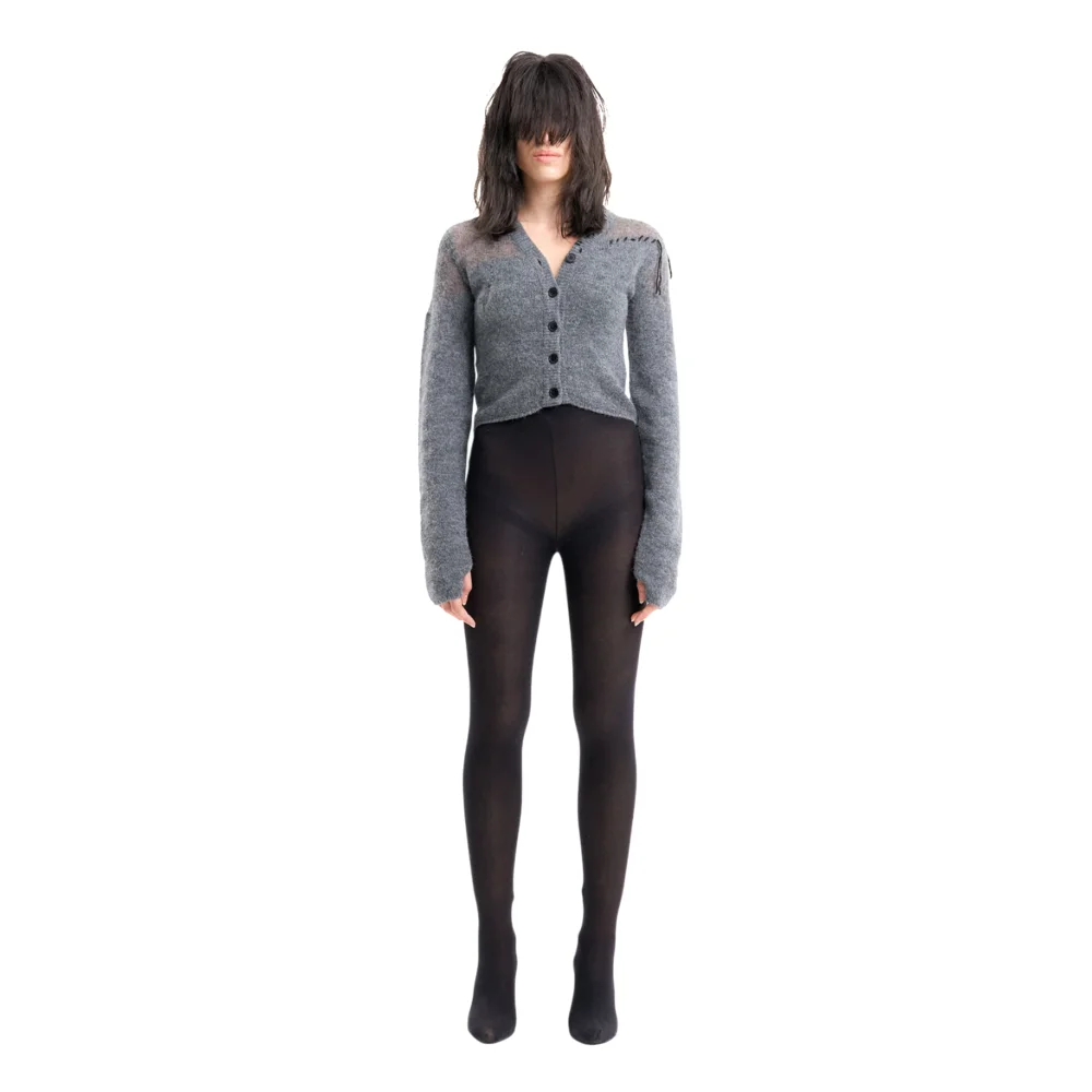 (Emma) Hand Stitch Cardigan in Melange Grey