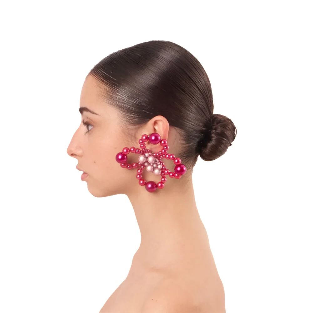Candy Earrings — Burgundy / Reflective Pink