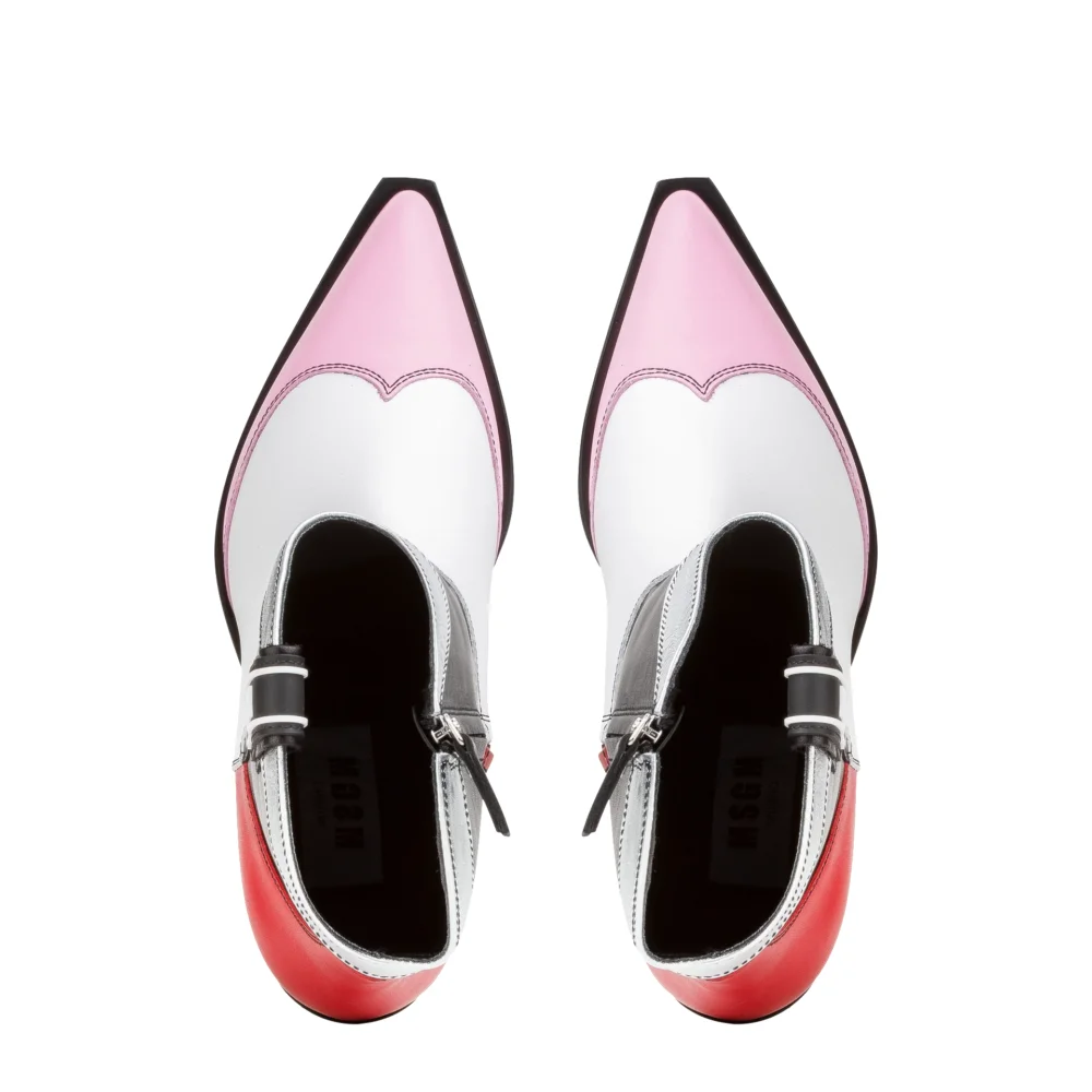 Tronchetto Donna Texan Ankle Boots — Black/Red/Pink - 4