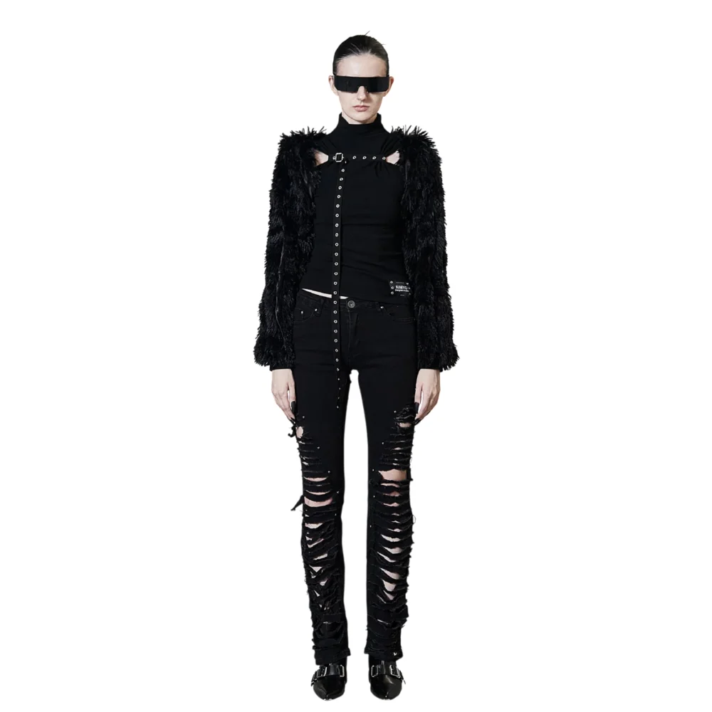 Sleeve Track Fur Bolero Cardigan