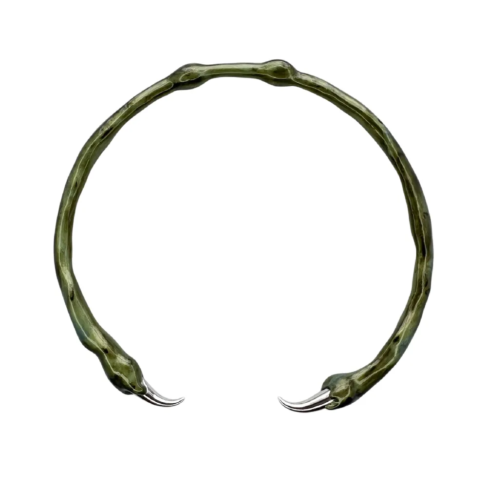Green Choker with Spikes