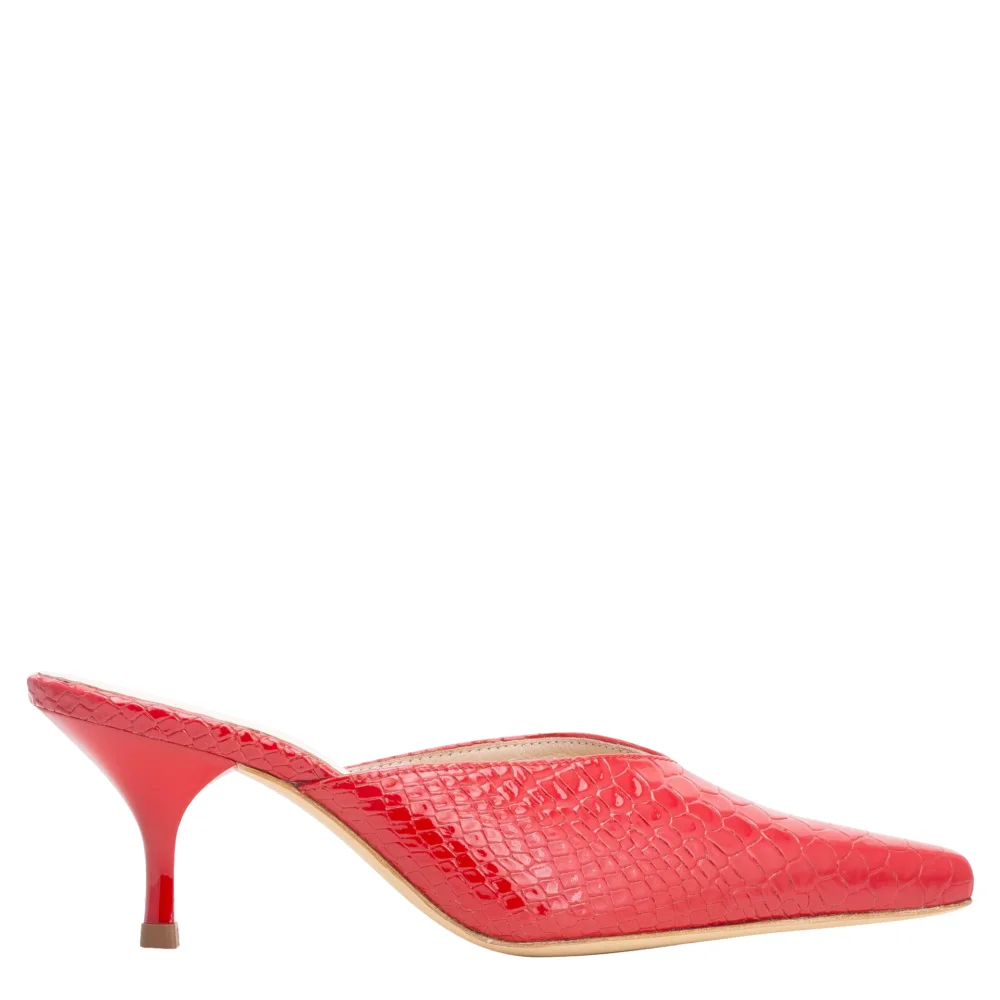 Alba Embossed Snake Mule — Red