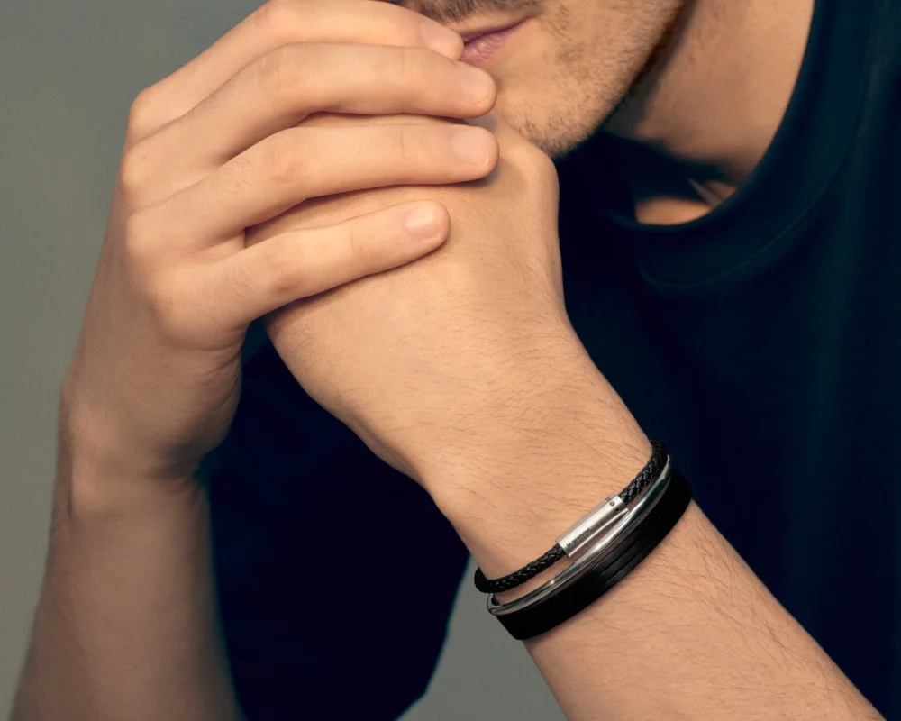 bracelet câble cuir camel le 7g - 5
