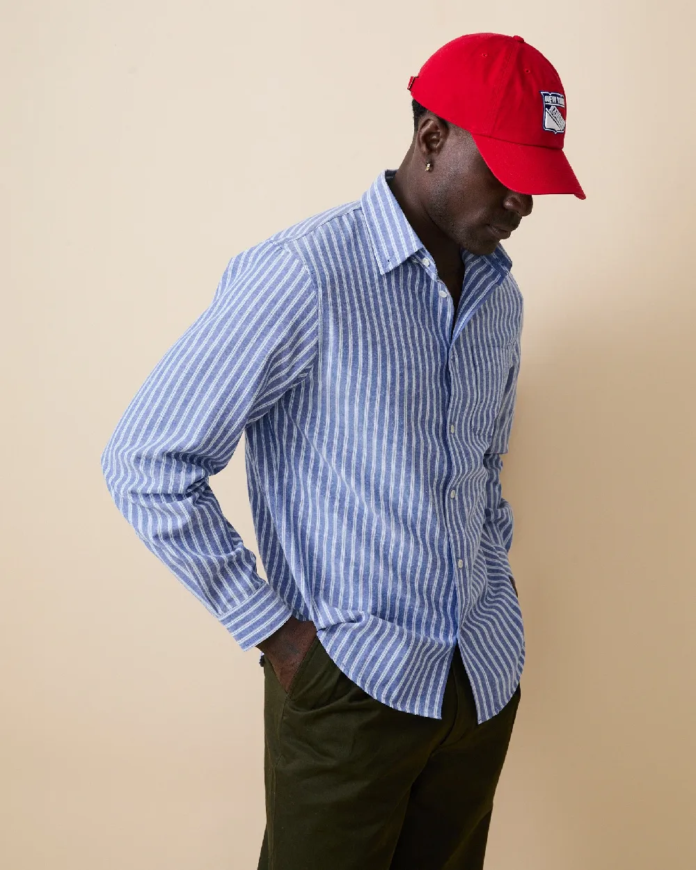 Men's Novelty Striped Shirt Blue