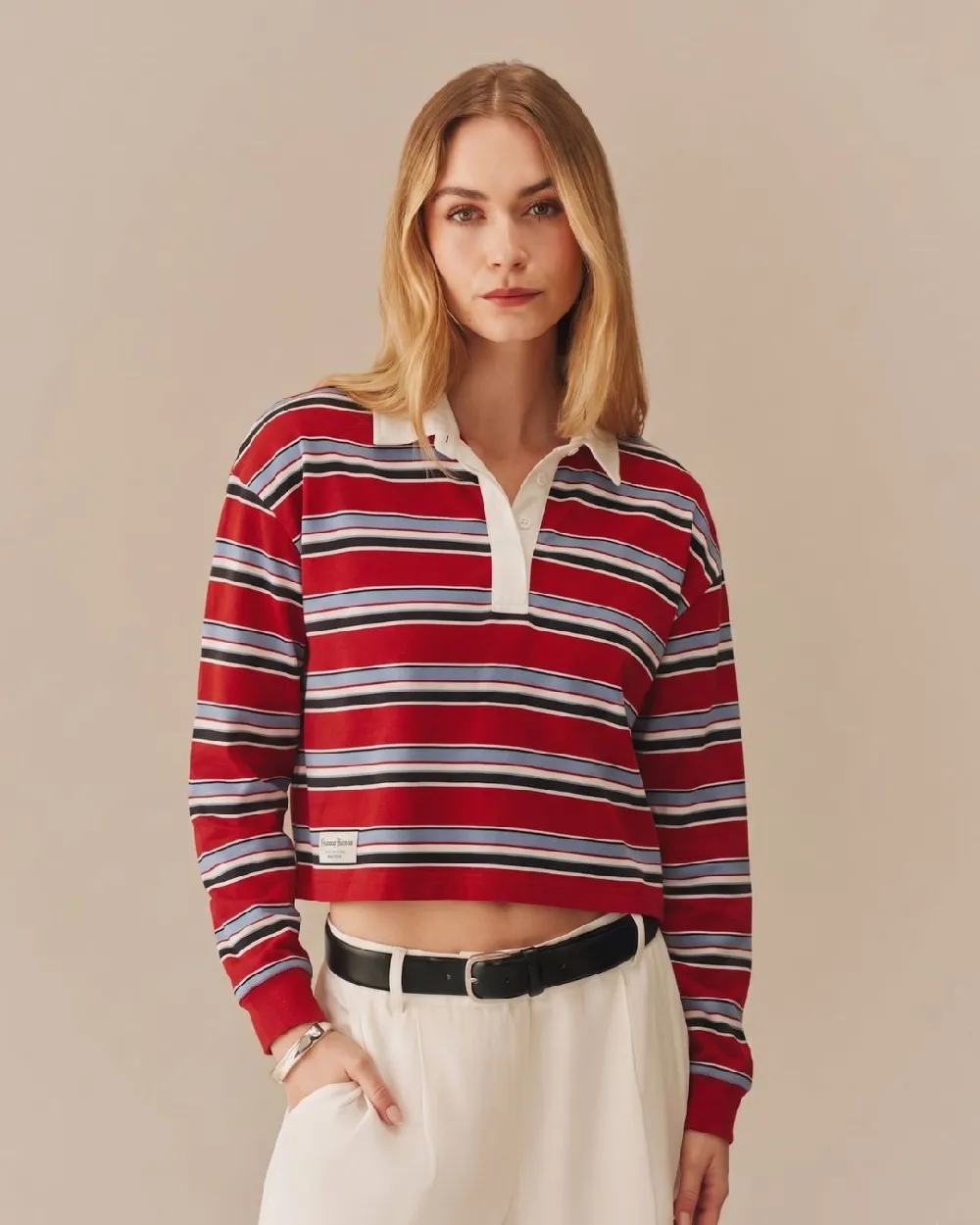 Cotton Legacy Striped Rugby Red