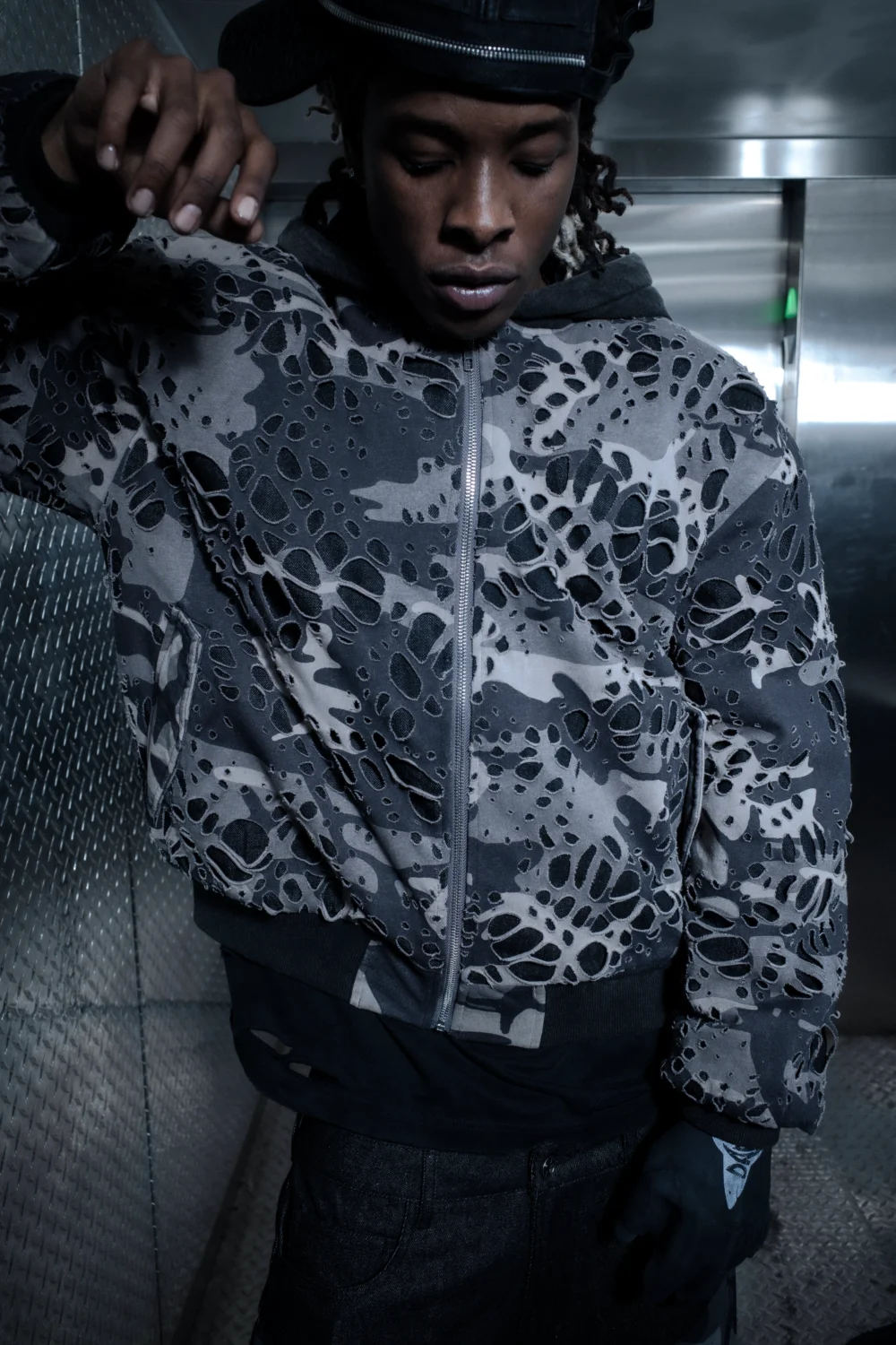 BL MUDCAMO BURNEDWEB DENIM BOMBER (Medium) - 2