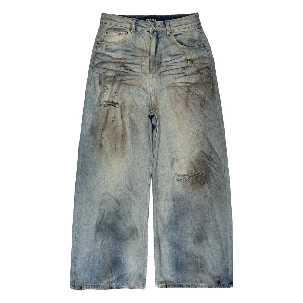 RUSTIC BLUE FADED BAGGY JEANS