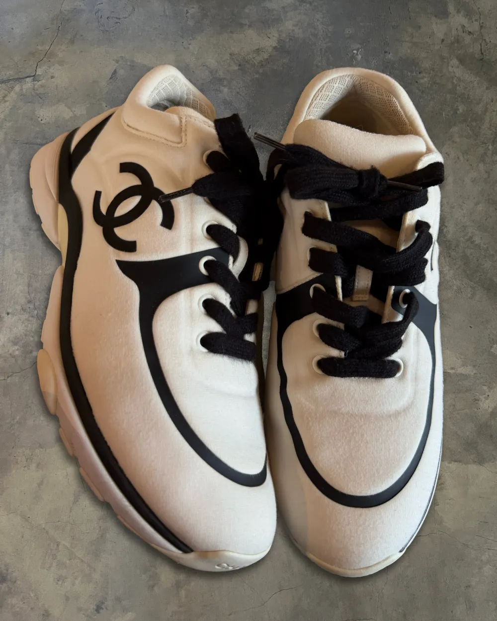 CHANEL NEOPRENE CC LOGO SNEAKERS