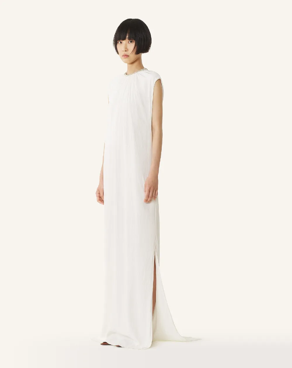 EMBROIDERED DRESS IN CHARMEUSE - 3
