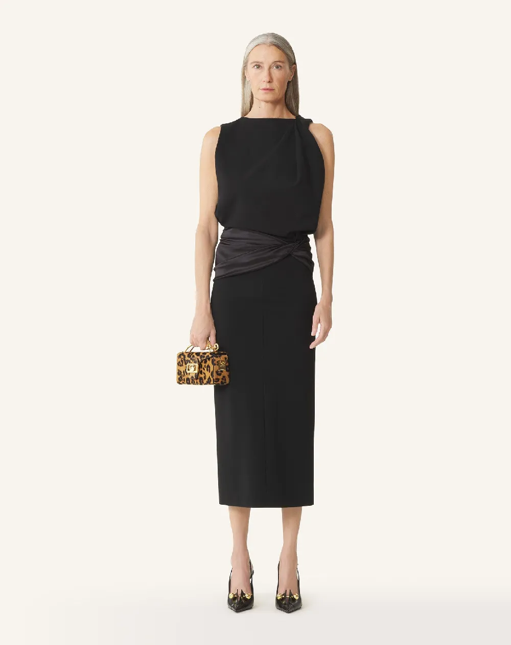 MIDI DRESS IN JERSEY AND SATIN - 2