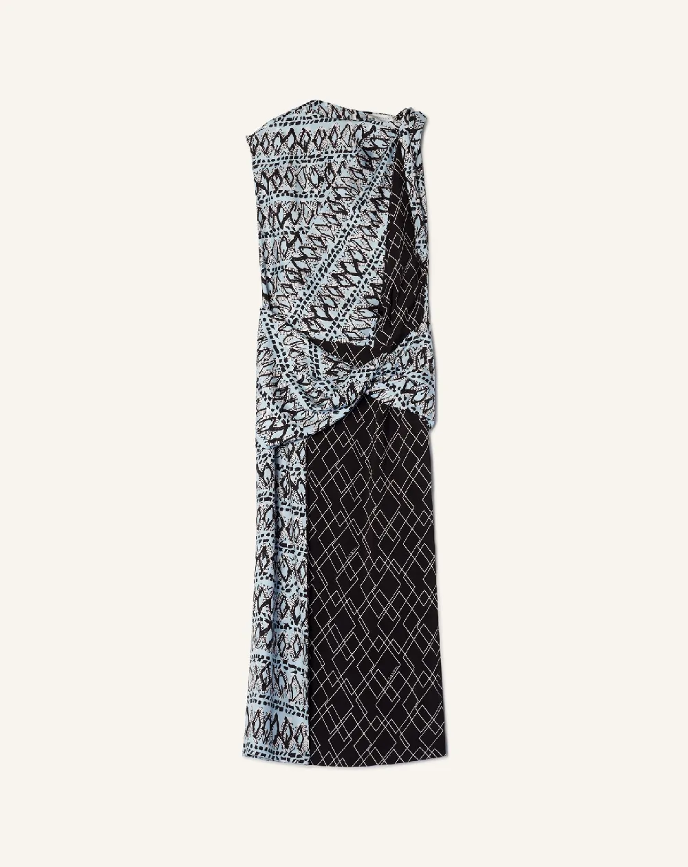 PRINTED SILK PATCHWORK DRESS