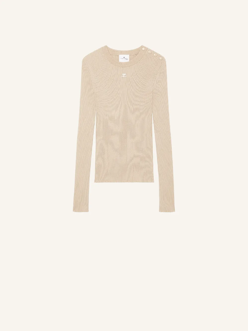 SHOULDER SNAPS RIB KNIT SWEATER