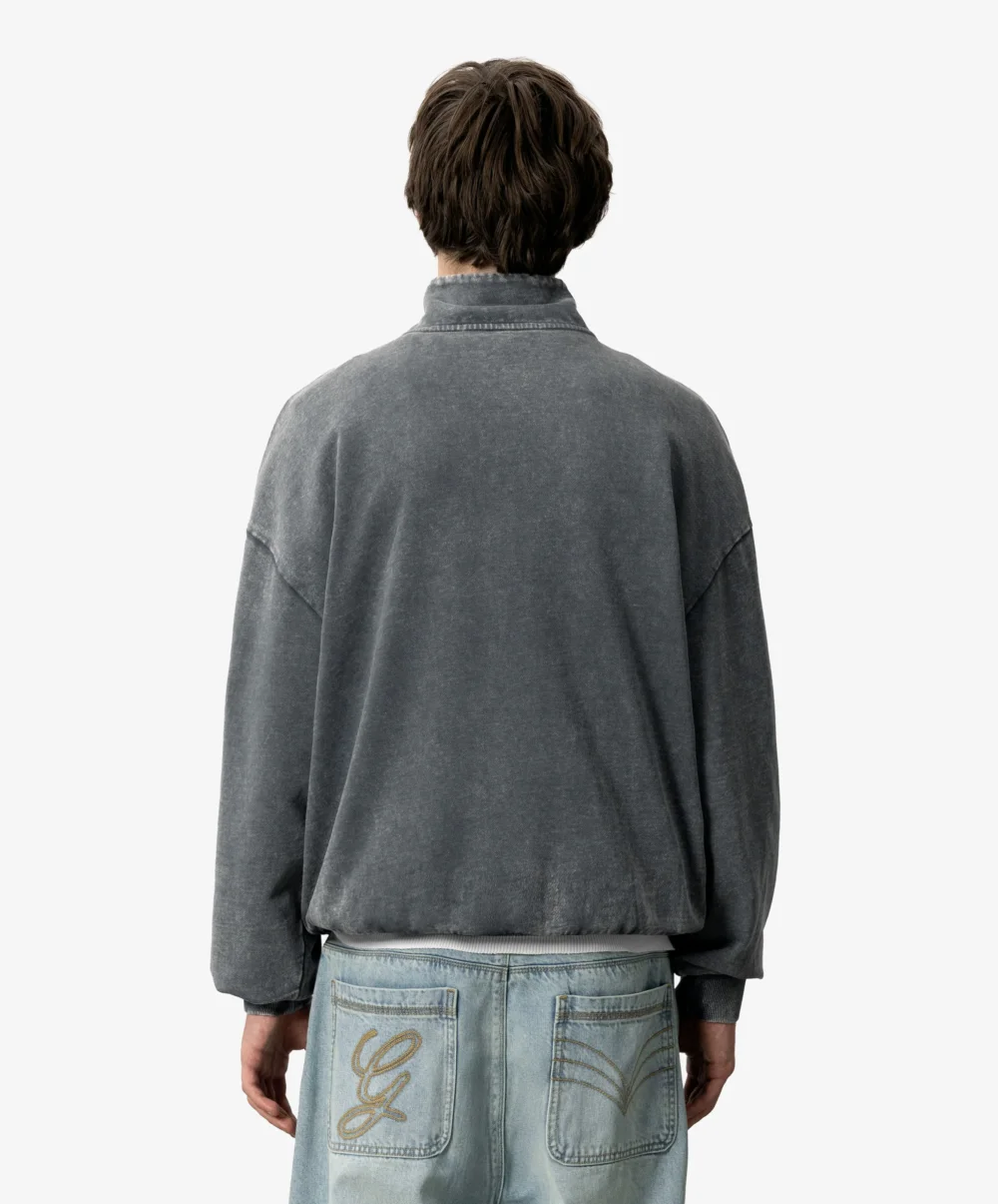 Gods Half Zip Washed Dark Grey - 3