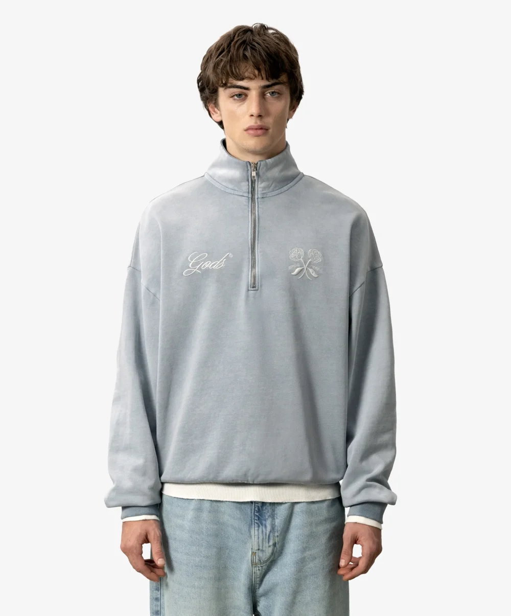 Gods Half Zip Washed Grey