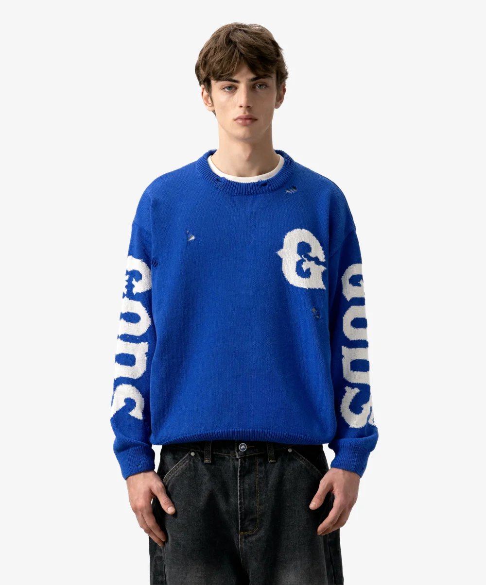 G Side Knitted Sweater Blue