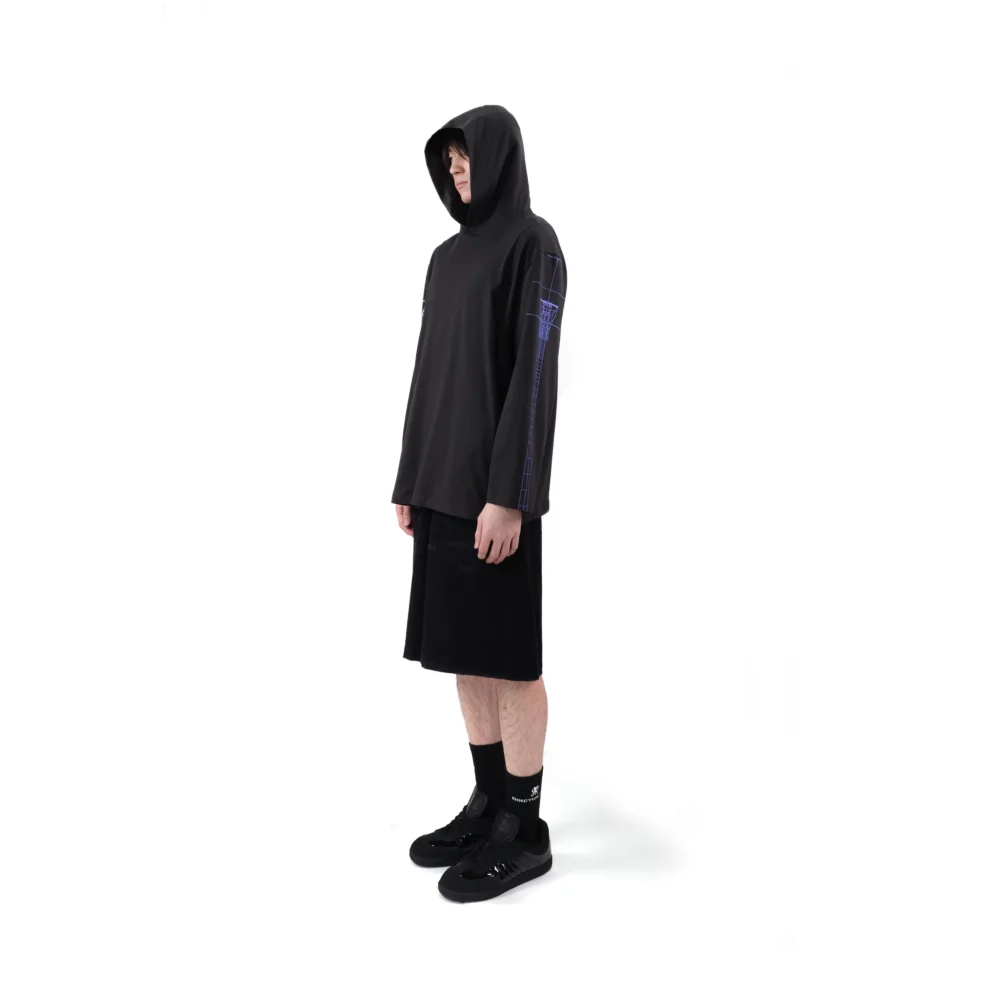 LONG SLEEVE HOODED T-SHIRT (BLACK) - 5
