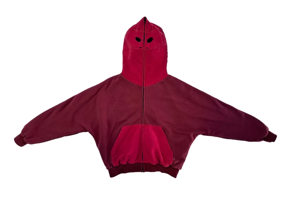 DOUBLE LAYERED TN1 HOODIE (DARK RED & BURGUNDY)