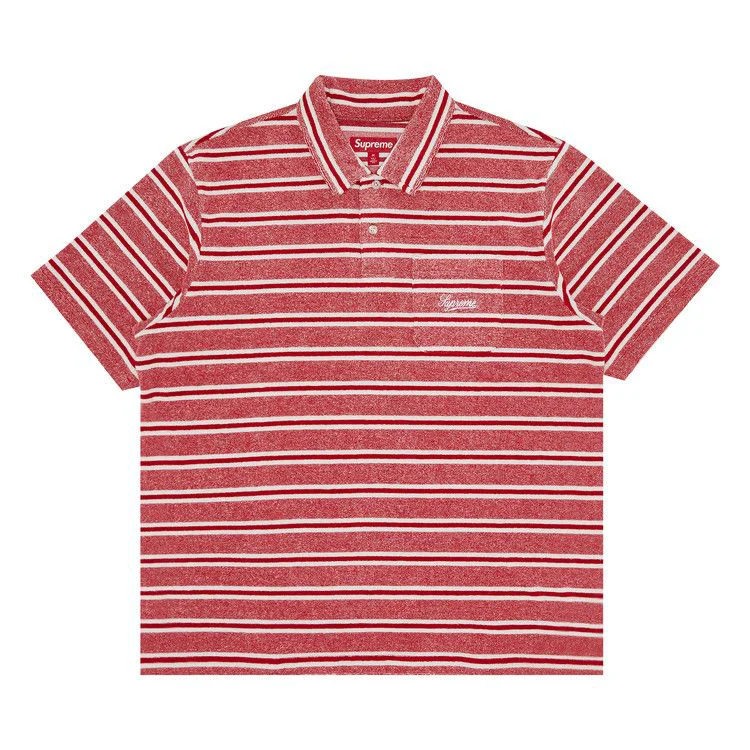 Supreme Stripe Terry Short-Sleeve Polo 'Red'