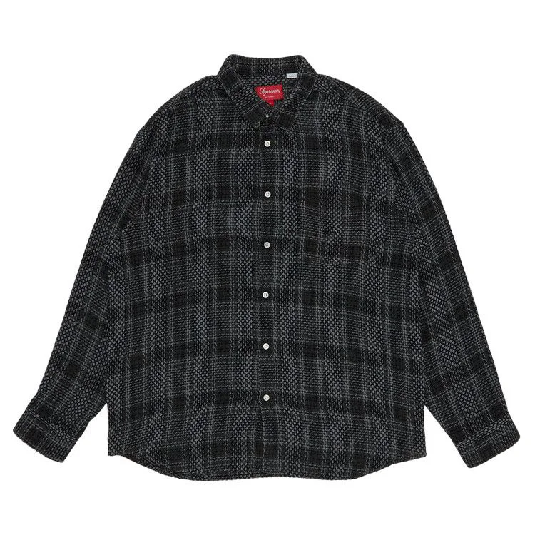 Supreme Basket Weave Plaid Shirt 'Black'