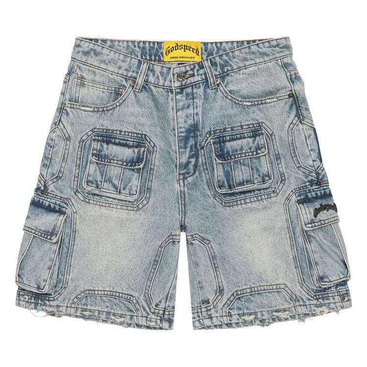 Godspeed Octagon Cargo Denim Shorts 'Blue'