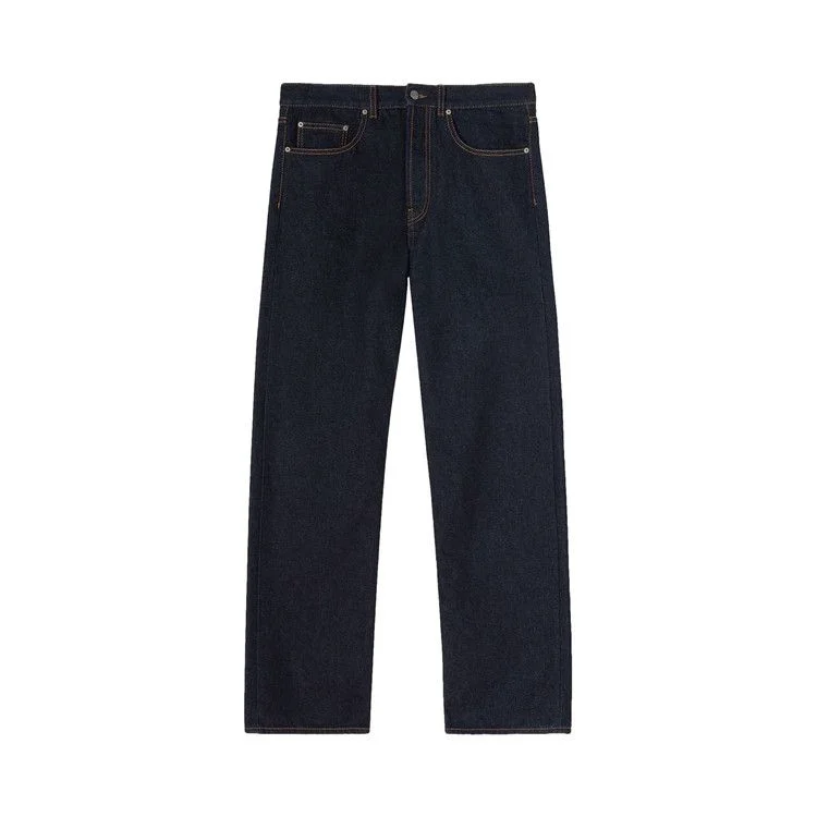 Palm Angels Logo Embroidered Denim Jeans 'Navy Blue/White'