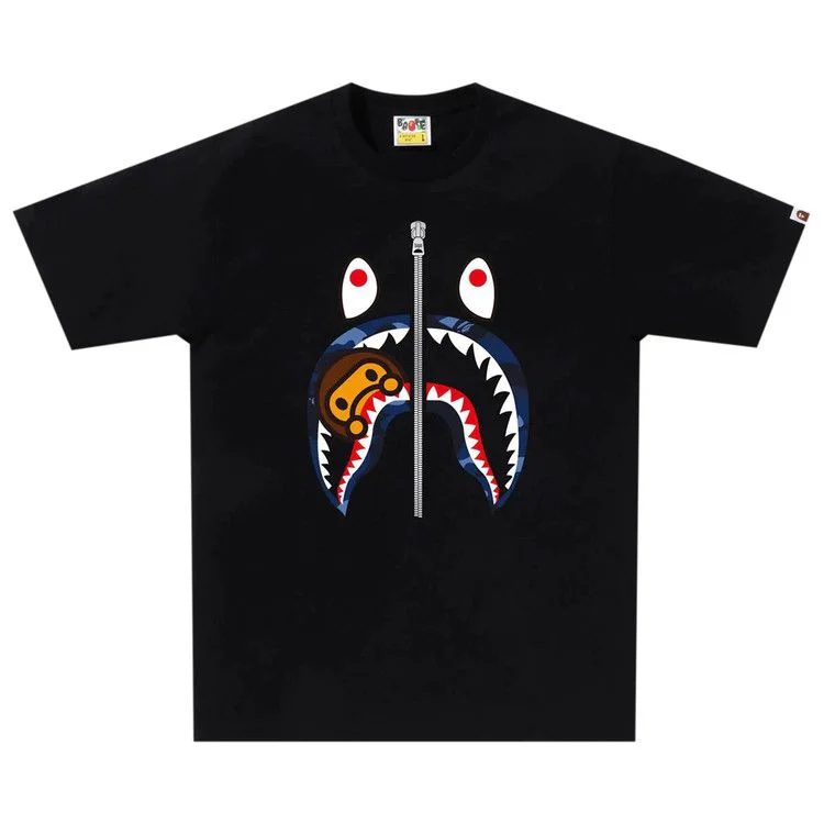 BAPE Color Camo Milo Shark Tee 'Black/Navy'