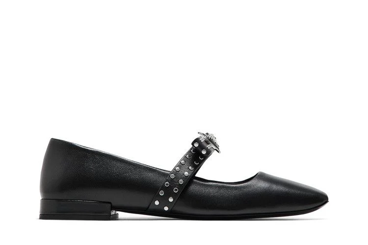 Versace Wmns Gianni Ribbon Studded Ballerinas 'Black'
