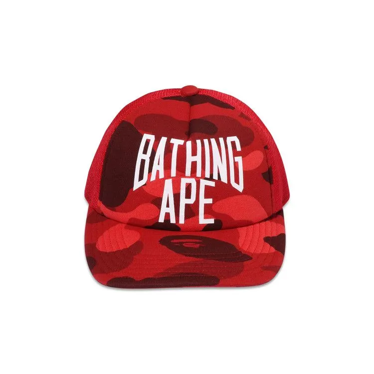 BAPE Color Camo Nyc Logo Mesh Cap 'Red'