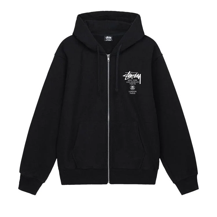 Stussy World Tour Zip Hoodie 'Black'