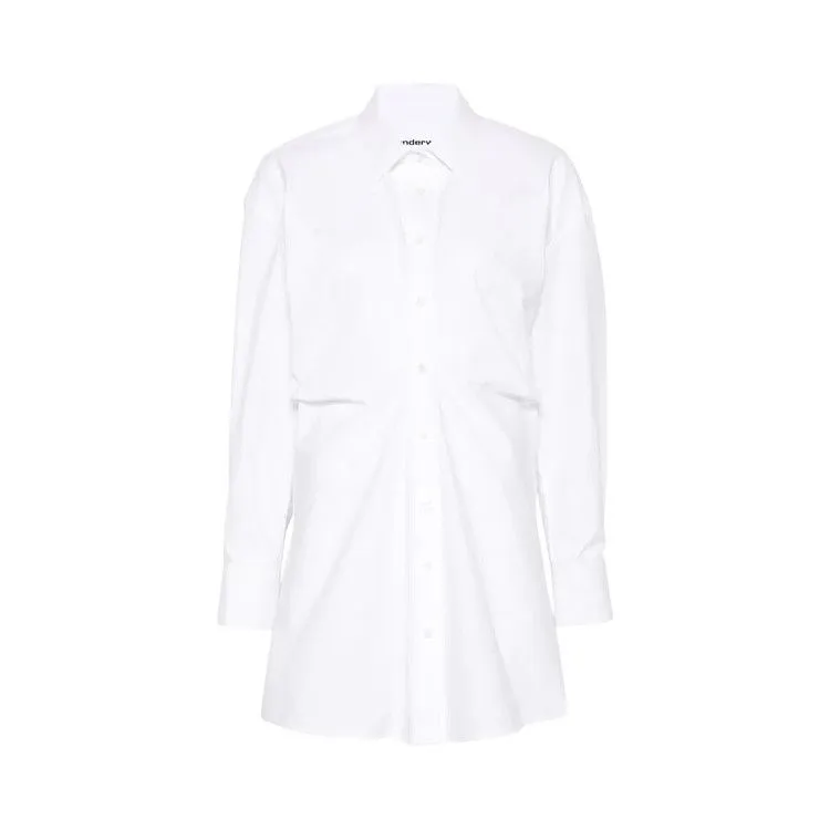 Alexander Wang Gathered Back Zipper Detail Long-Sleeve Mini Shirt Dress 'White'