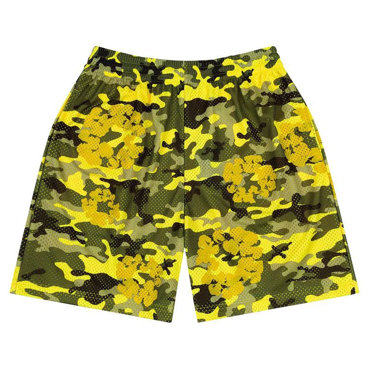 Denim Tears Camo Cotton Wreath Mesh Shorts 'Yellow'