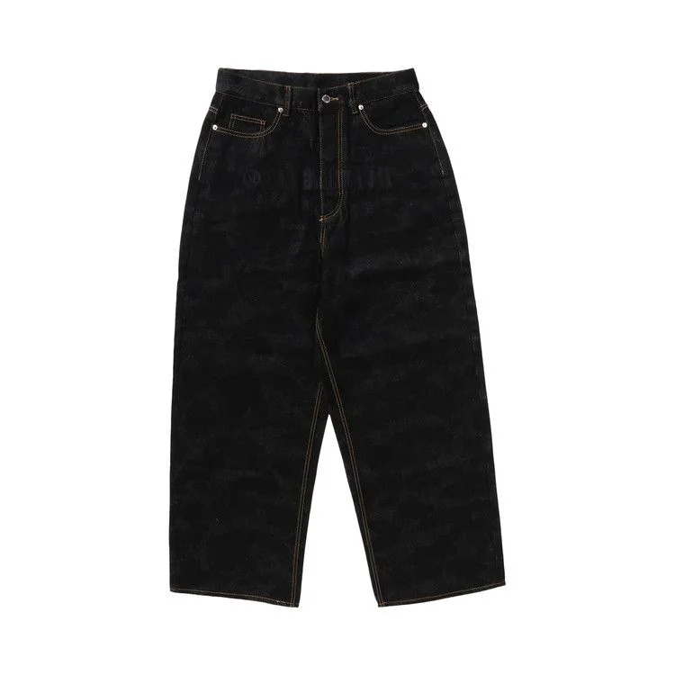 BAPE 1st Camo Destroyed Loose Fit Denim Pants 'Black'