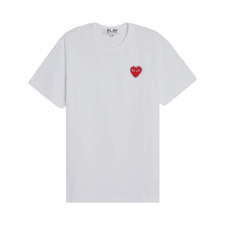 Comme des Garçons PLAY Emblem Rhinestone Heart T-Shirt 'White/Red'
