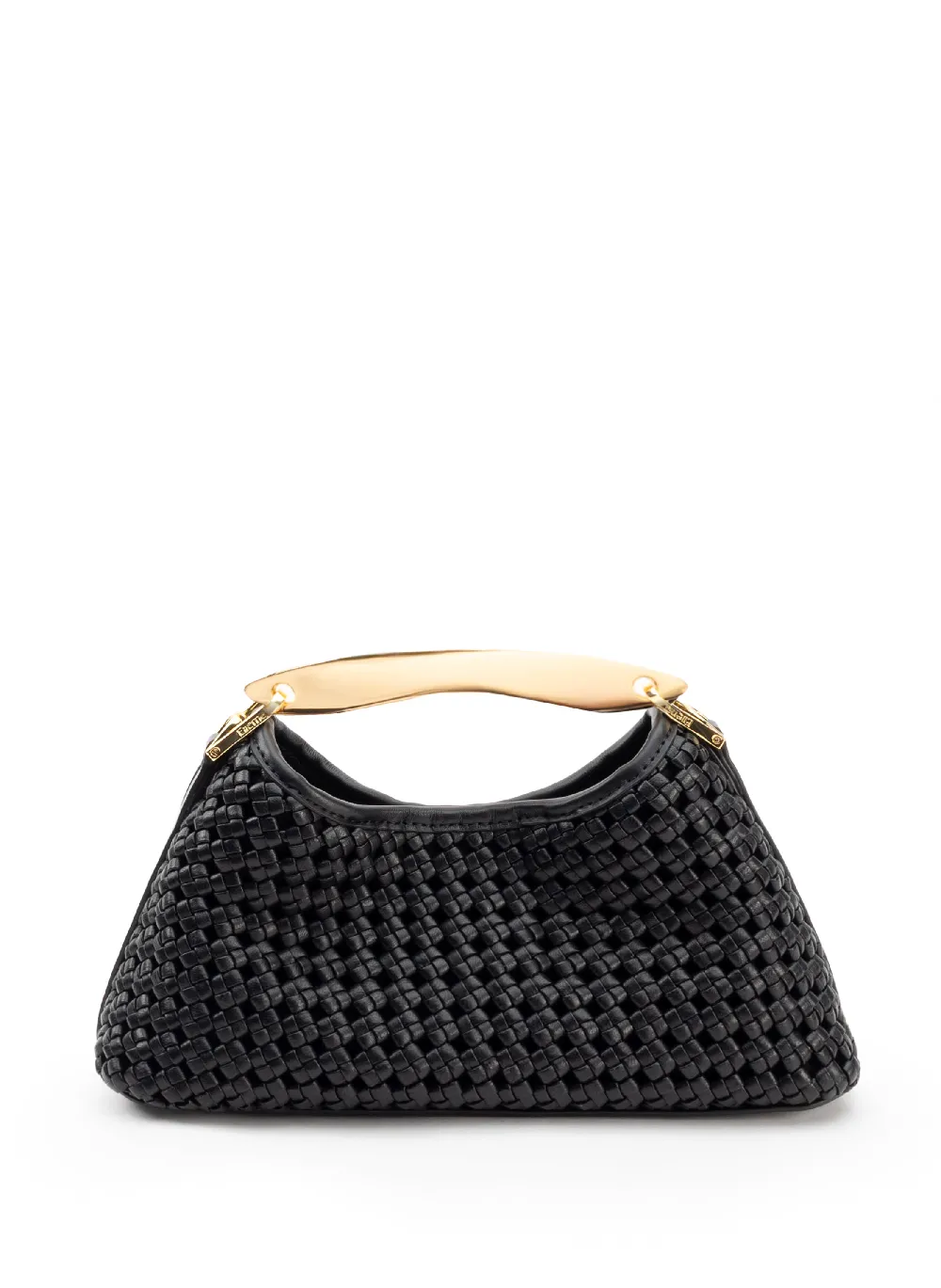 Mini Boomerang Woven Leather Black